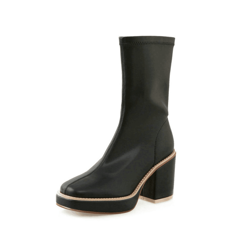 Makersluxe Shoes Fiona Women's Leather Square Toe Boots