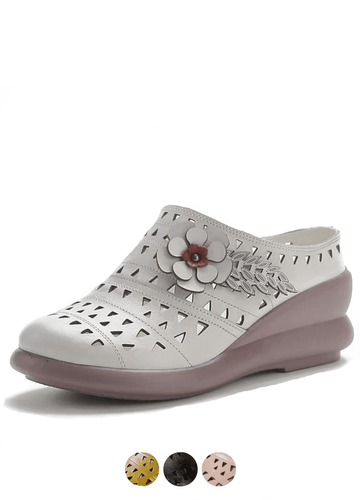 Makersluxe Shoes Gaby Women's Platform Leather Hollow Sandals