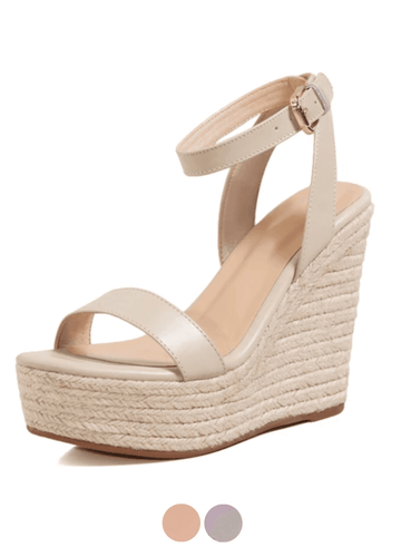 Makersluxe Shoes Herminia Women's Ankle Strap Wedges Sandals