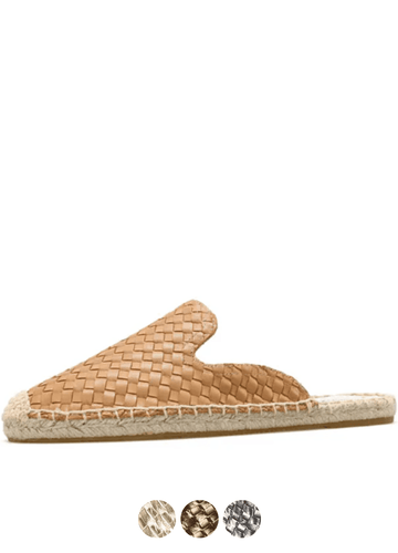 Makersluxe Shoes Lina Women's Woven Leather Flat Mules