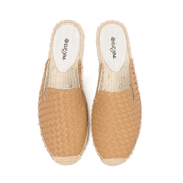 Makersluxe Shoes Lina Women's Woven Leather Flat Mules