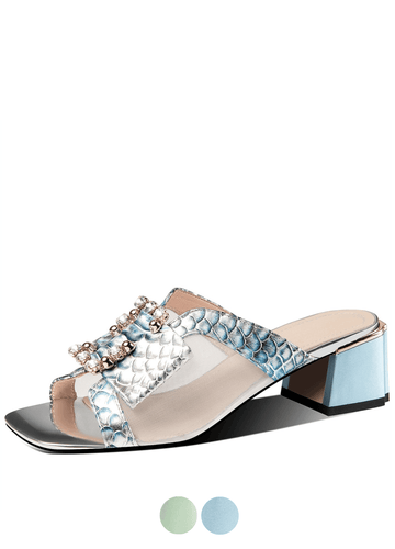 Makersluxe Shoes Malena Women's Fashion Square Heels Sandals