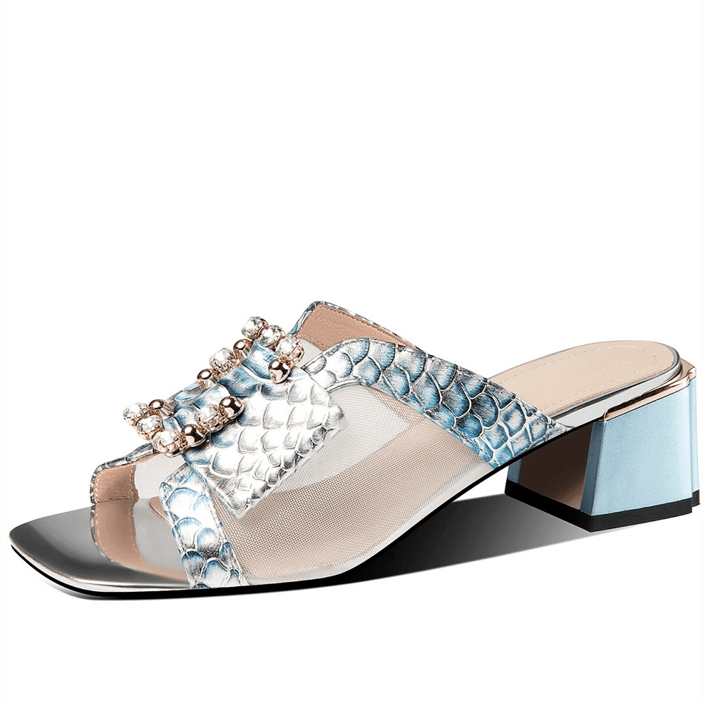 Makersluxe Shoes Malena Women's Fashion Square Heels Sandals