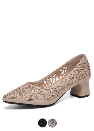 Makersluxe Shoes Mary Women's Rhinestone Pointed Toe Pumps
