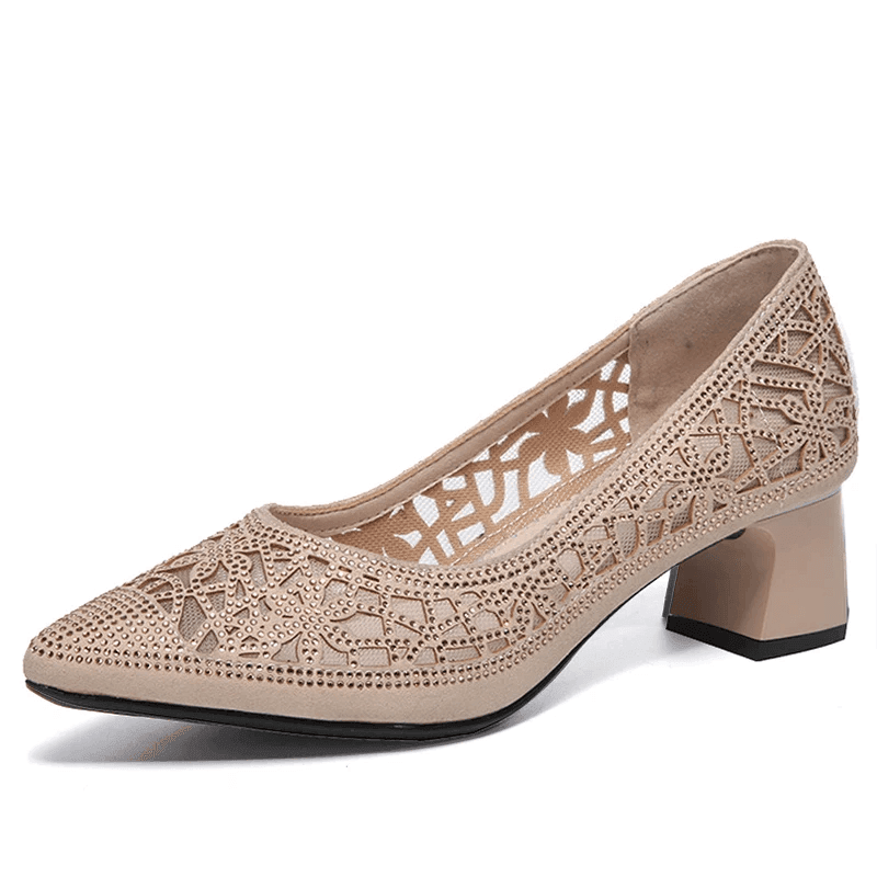 Makersluxe Shoes Mary Women's Rhinestone Pointed Toe Pumps