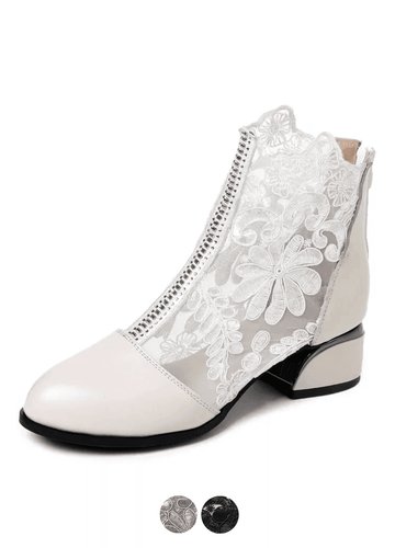 Makersluxe Shoes Mileidy Women's Square Heel Round Toe Ankle Boots