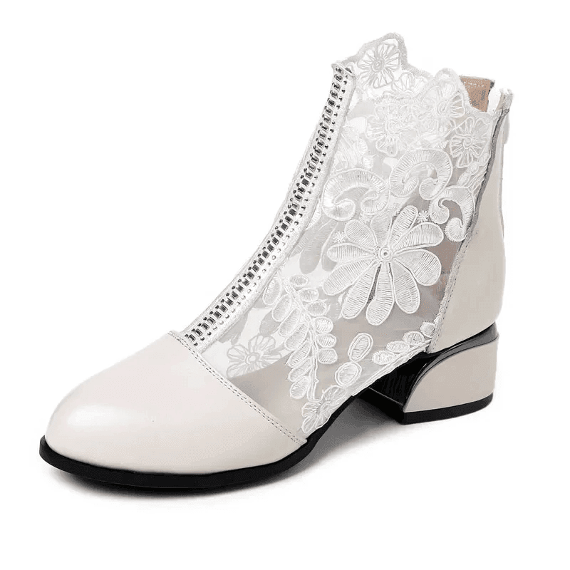 Makersluxe Shoes Mileidy Women's Square Heel Round Toe Ankle Boots