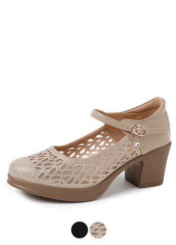 Makersluxe Shoes Miley Women's Hollow Leather Platform Pumps