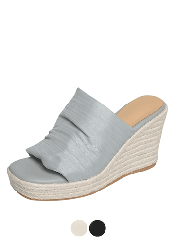 Makersluxe Shoes Mirtha Women's Pleated Sandal Wedges