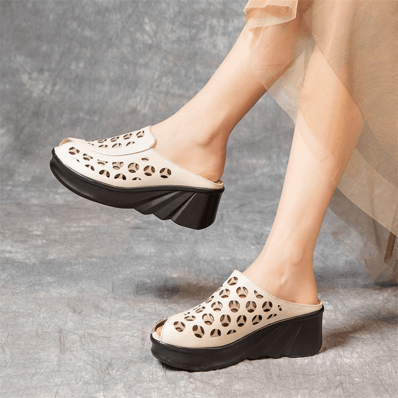 Makersluxe Shoes Nahir Women's Peep Toe Wedge Sandals