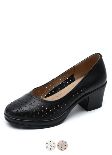 Makersluxe Shoes Nair Women's Leather Square Heel Pumps