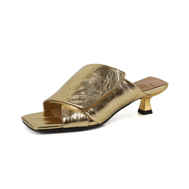 Makersluxe Shoes Nany Women's Medium Heel Leather Sandals