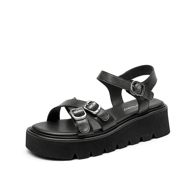 Makersluxe Shoes Nina Women's Comfortable Platform Leather Sandals