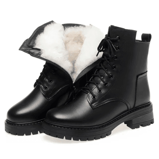 Makersluxe Shoes Nuria Women's Genuine Leather Warm Ankle Boots