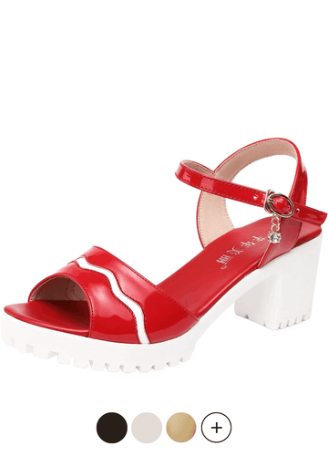 Makersluxe Shoes Olivia Women's Square Heels Sandals