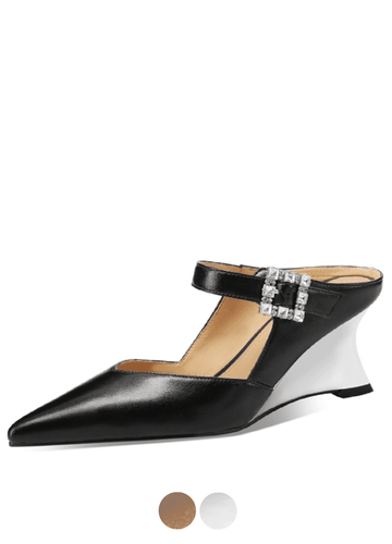 Makersluxe Shoes Ruth Women's Pointed-Toe Wedge Mules