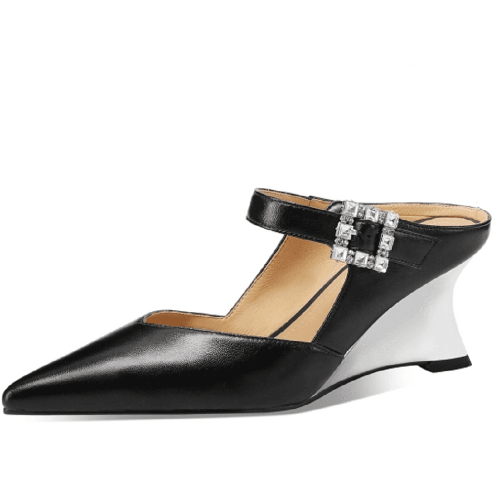 Makersluxe Shoes Ruth Women's Pointed-Toe Wedge Mules