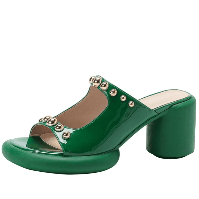 Makersluxe Shoes Vicenta Women's Rivet Patent Leather Sandals