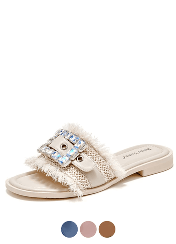 Makersluxe Shoes Zulma Women's Open-Toe Leather Slippers