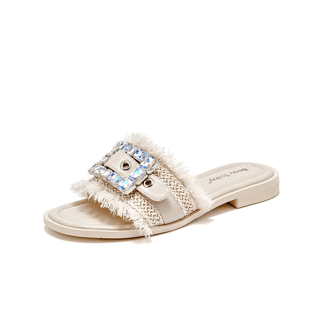 Makersluxe Shoes Zulma Women's Open-Toe Leather Slippers