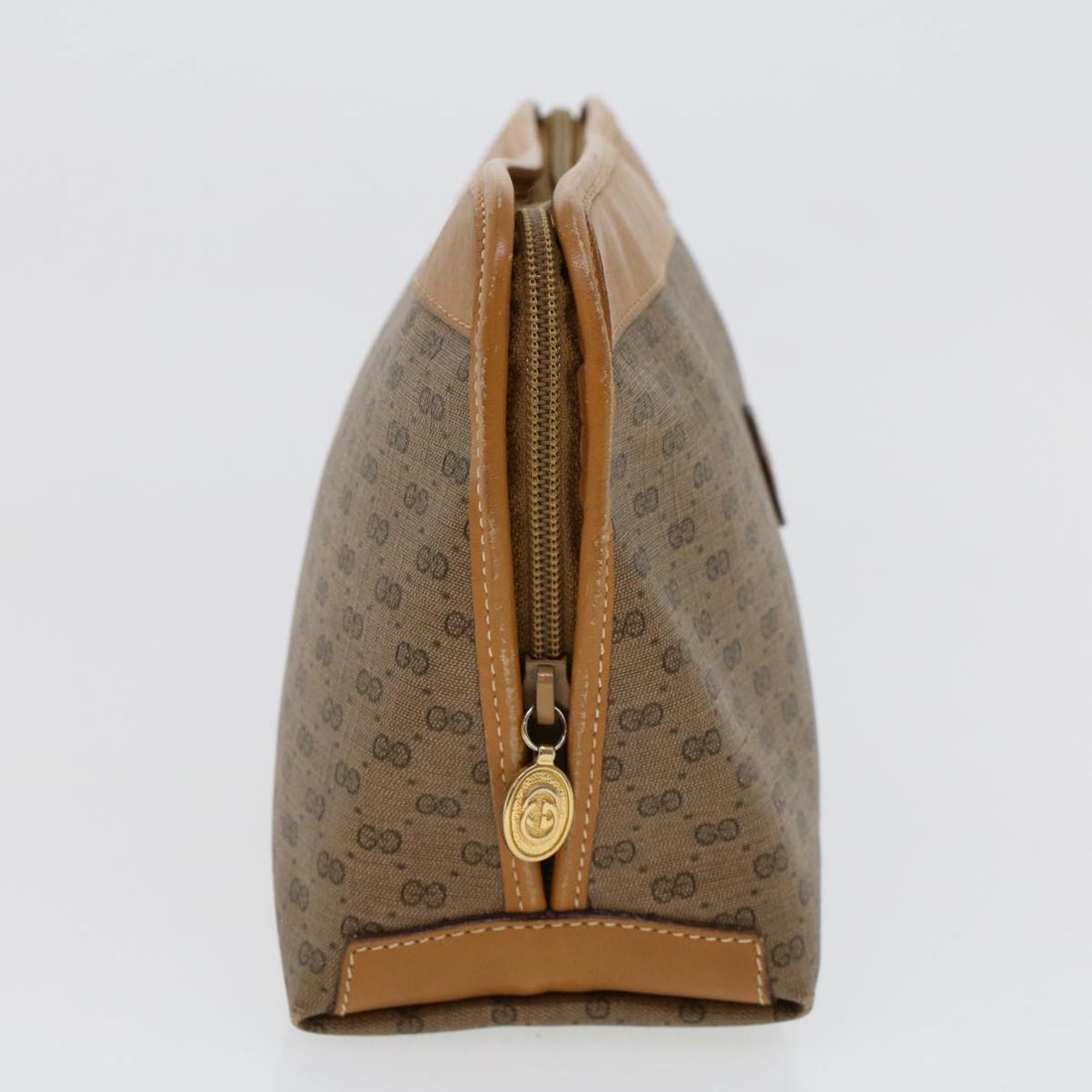 GUCCI Micro GG Canvas Clutch Bag PVC Leather Beige 014•58•0198 uy121