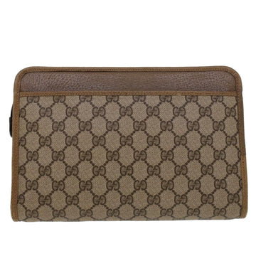 GUCCI GG Canvas Clutch Bag PVC Leather Beige 41.01.037 uy122