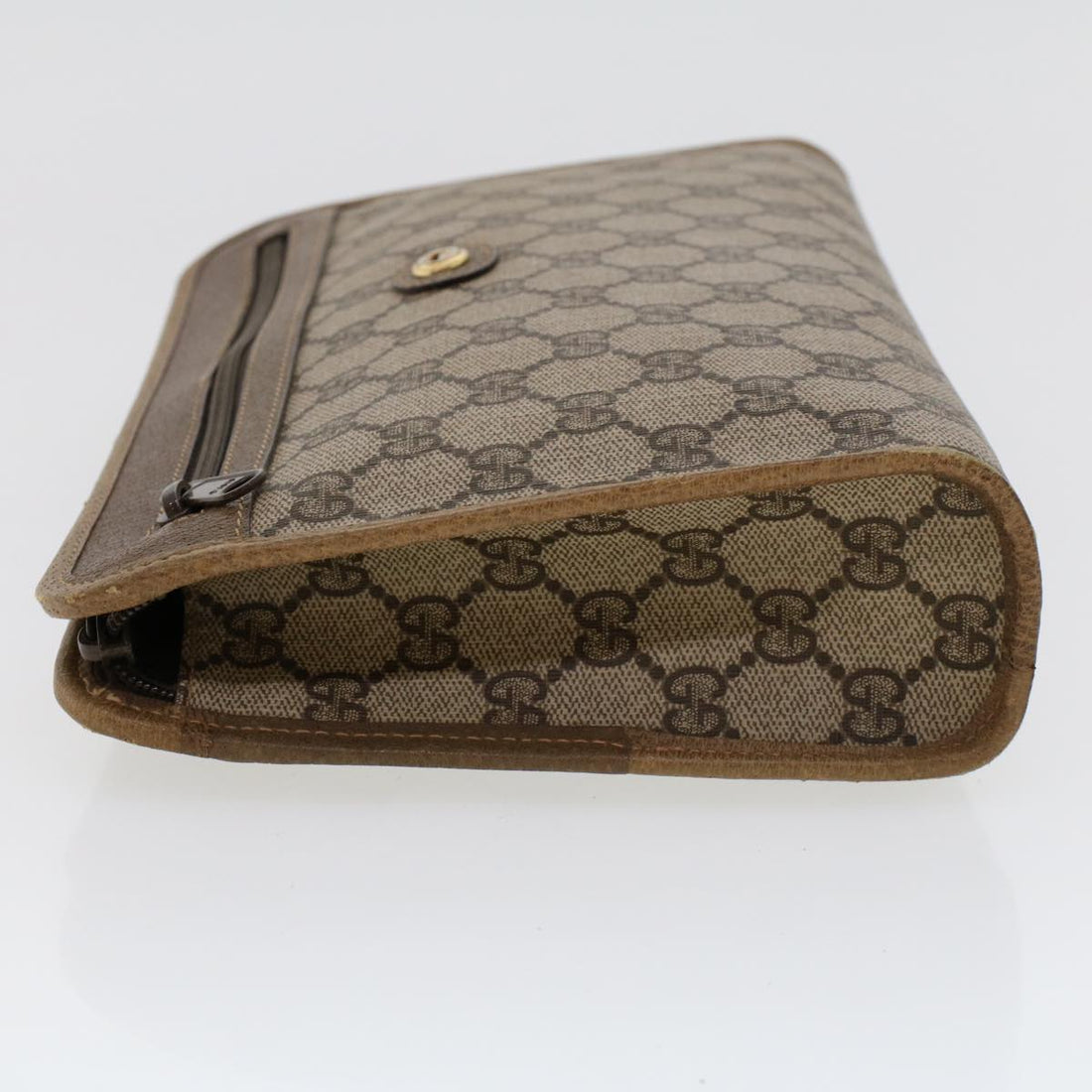 GUCCI GG Canvas Clutch Bag PVC Leather Beige 41.01.037 uy122
