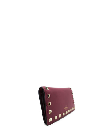 Rockstud Bifold Leather Wallet Purple