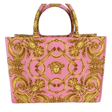 Versace Pastel Pink Signature Print Large Canvas Tote