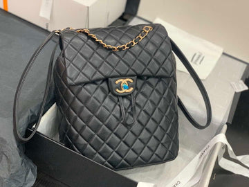 Makersluxe - Lambskin Vintage Backpack Black Gold