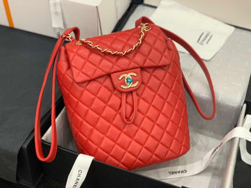 Makersluxe - Lambskin Vintage Backpack Red Gold