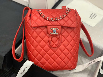 Makersluxe - Lambskin Vintage Backpack Red Silver