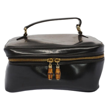 GUCCI Vanity Bamboo Cosmetic Pouch Leather Brown 032•1956 yb291