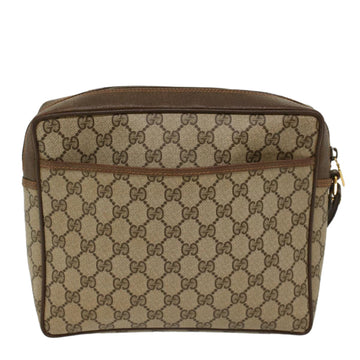 GUCCI GG Canvas Clutch Bag PVC Leather Beige yb355