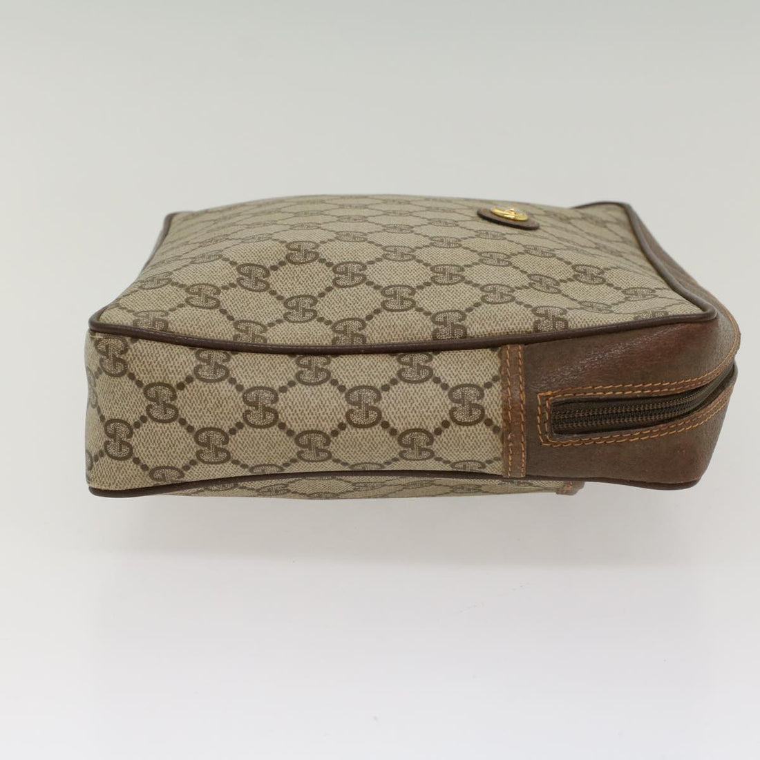 GUCCI GG Canvas Clutch Bag PVC Leather Beige yb355