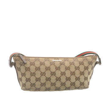 GUCCI Web Sherry Line GG Canvas hand Pouch Beige Red Green yk1727