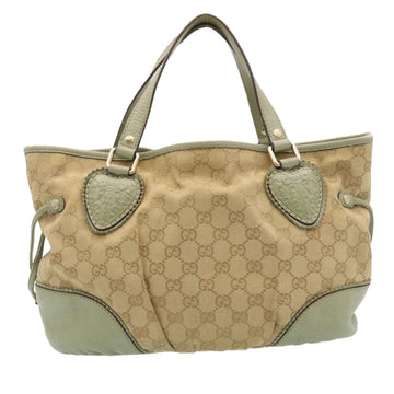 GUCCI GG Canvas Tote Bag Fringe Beige Green yk3822
