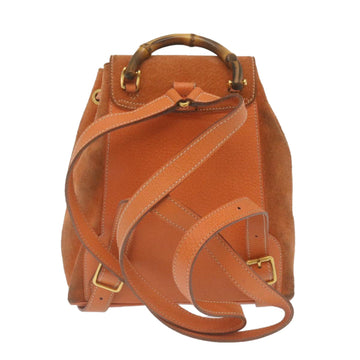GUCCI Bamboo Boston Bag Suede Orange yk4110