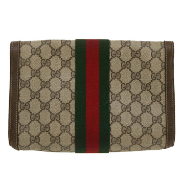 GUCCI Web Sherry Line GG Canvas Clutch Bag Beige Red Green yk4350