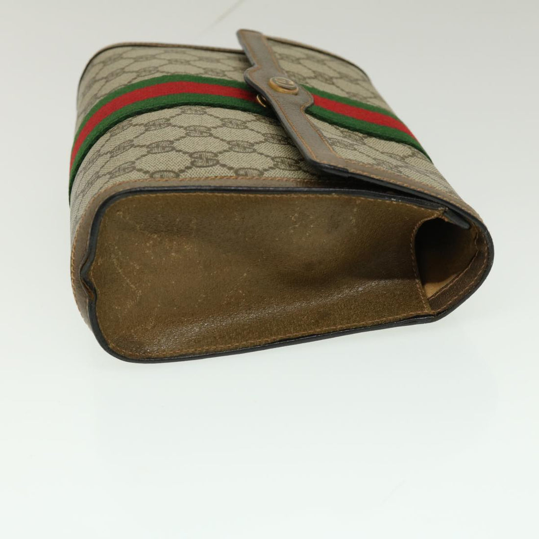 GUCCI Web Sherry Line GG Canvas Clutch Bag Beige Red Green yk4369