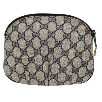 GUCCI GG Canvas Pouch PVC Leather Gray Navy 3780394492 yk4798