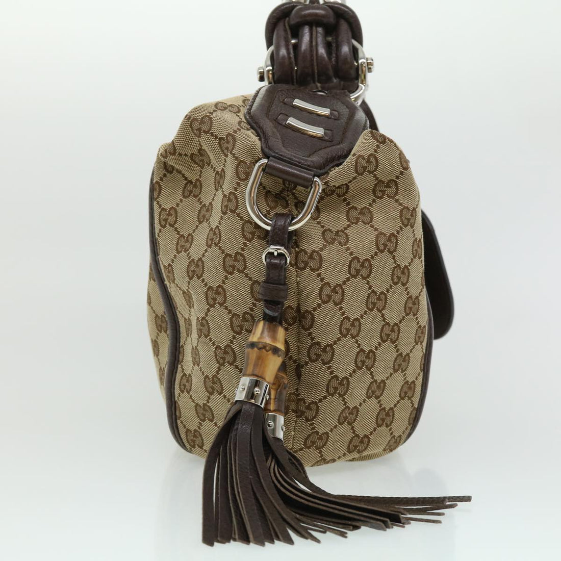 GUCCI GG Canvas Fringe Shoulder Bag Beige 240261002058 yk5054