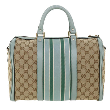 GUCCI GG Canvas Boston Bag 2way Beige Blue 247205525040 yk5123A