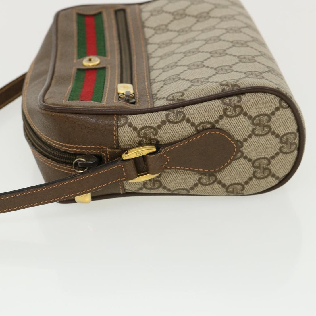 GUCCI GG Canvas Web Sherry Line Shoulder Bag Beige Red Green yk5362