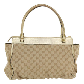 GUCCI GG Canvas Abbey Tote Bag Beige Champagne Gold 189831 yk5652