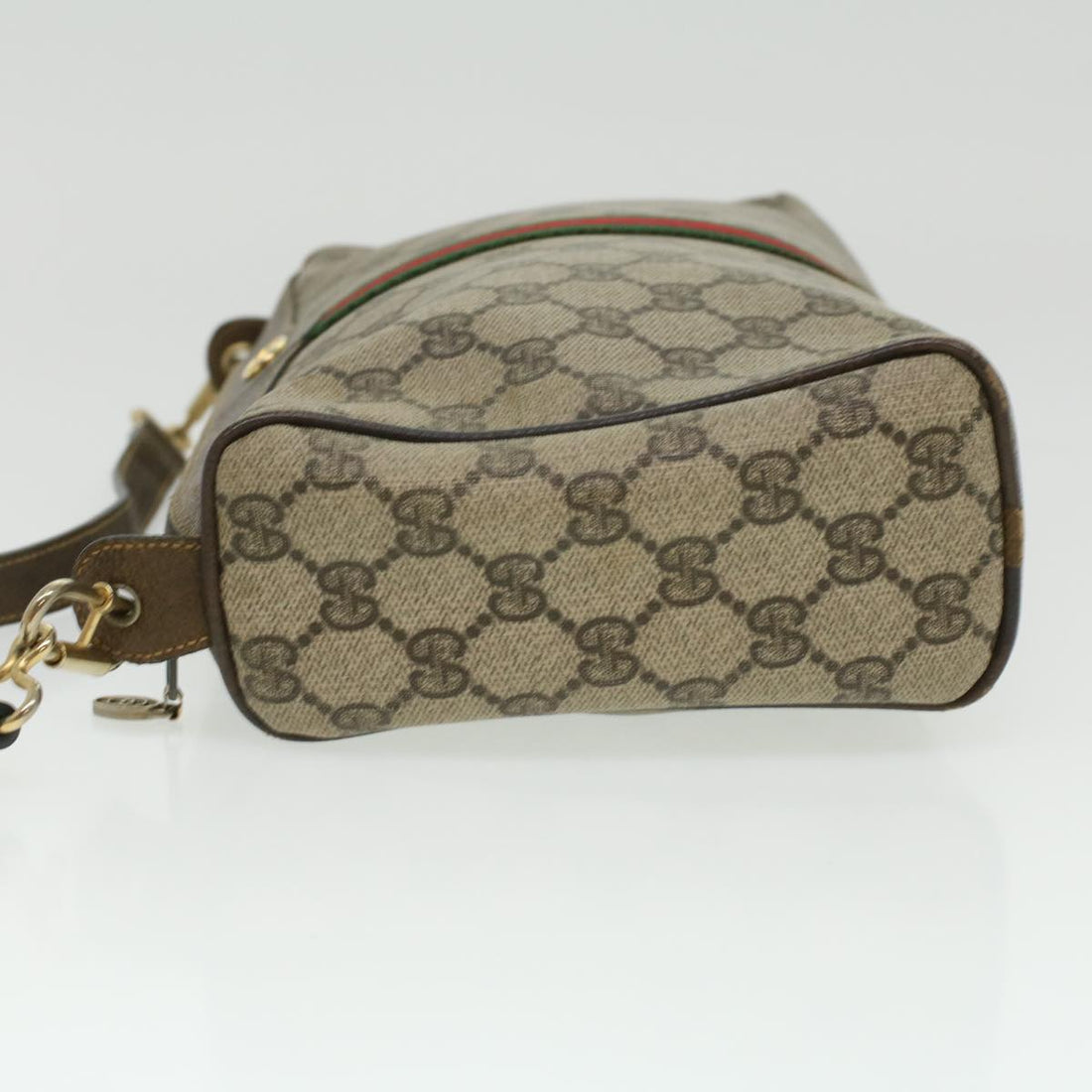 GUCCI Web Sherry Line GG Canvas Shoulder Bag PVC Leather Beige Red yk5803B
