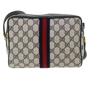 GUCCI GG Canvas Sherry Line Shoulder Bag Gray Red Navy 75.02.004 yk5823B
