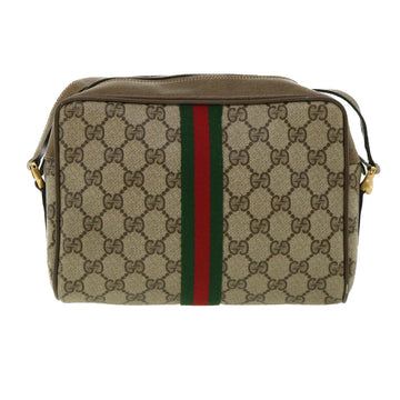 GUCCI GG Canvas Web Sherry Line Shoulder Bag Beige Green 98.02.004 yk5881B