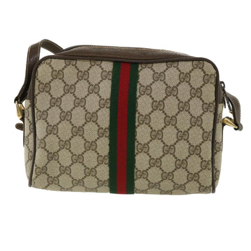 GUCCI GG Canvas Web Sherry Line Shoulder Bag PVC Leather Beige Red yk5884B