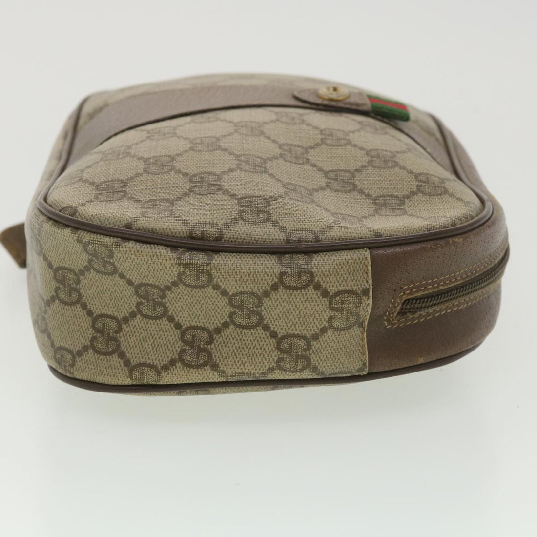GUCCI GG Canvas Web Sherry Line Clutch Bag PVC Leather Beige Red yk5995